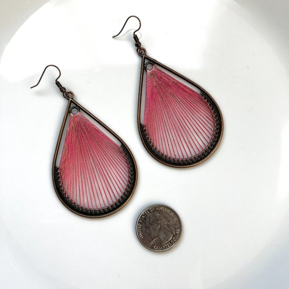 NEW "Dew" Bronze Earrings (Pink) - Picture 3 of 6